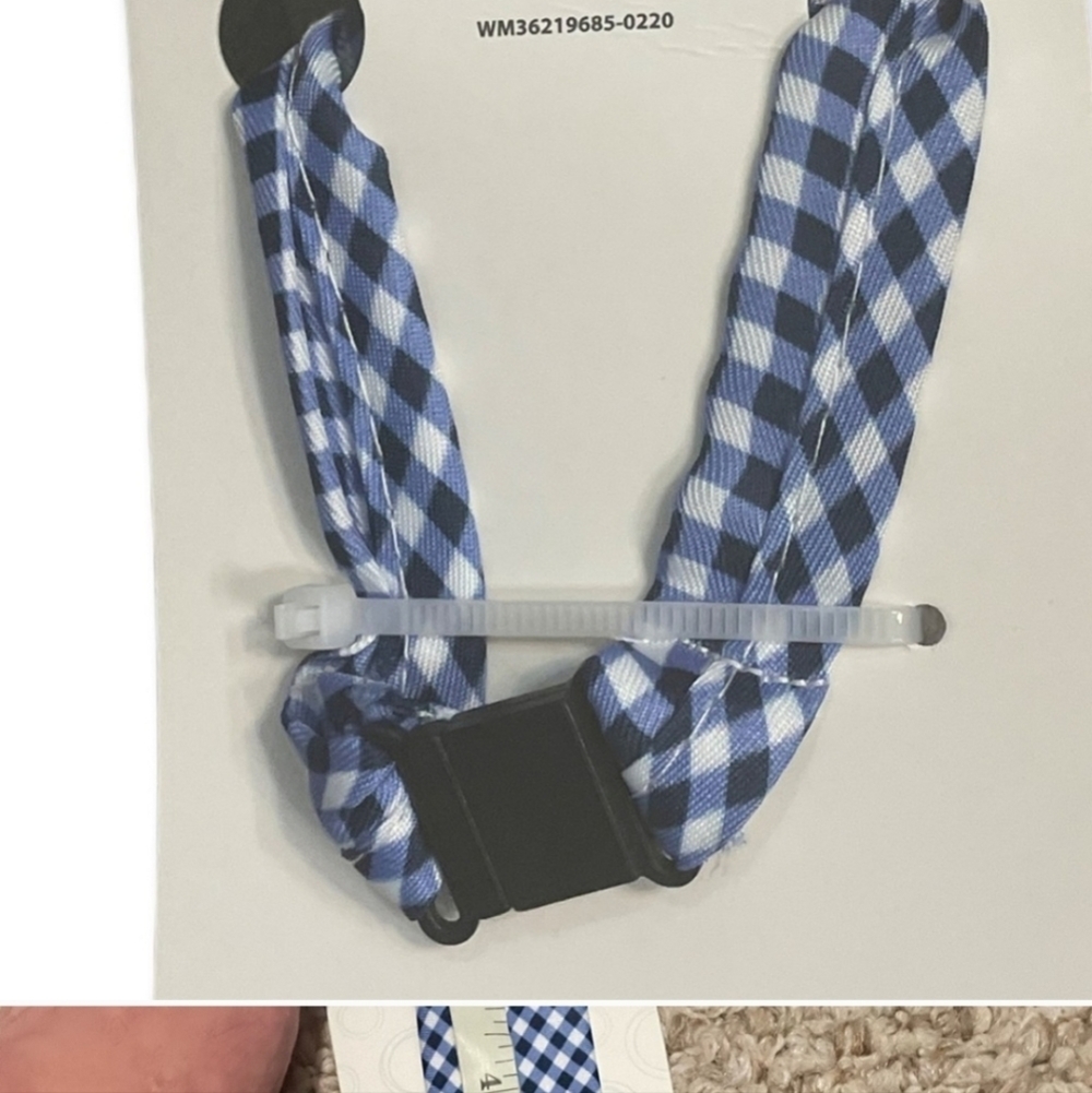 One Size Blue & White Print Zipper Tie - Picture 4 of 4